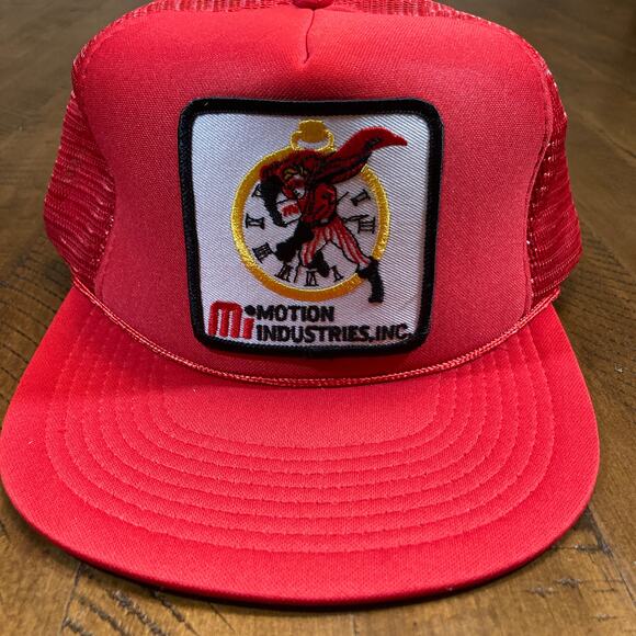 Vintage Red Snapback Hat Motion Industries INC Big Embroidered Logo Patch - Picture 5 of 13